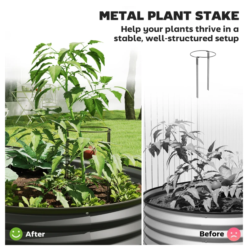 Outsunny 5' x 3' x 1' Large Outdoor Planter Box, Galvanized Raised Garden Bed with Metal Plant Stake, Dark Grey