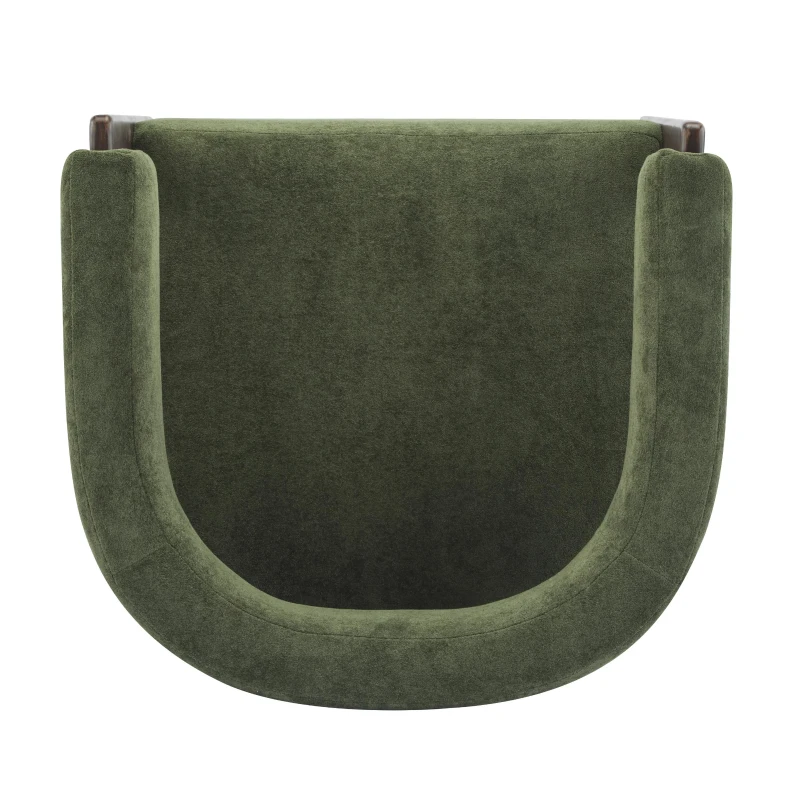 Modern Lounge Sofa Chair with Barrel-Back Design, Stylish Accent Armchair with 3-Leg Frame, 29.5" L x 26" W x 27" H, Olive Green+Walnut