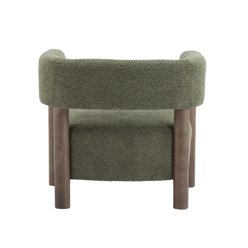 Cozy Accent Armchair with Spring Bag Seat Cushion, Single Lounge Sofa for Bedroom, 30.5" L x 29.5" W x 27" H, Olive Green+Walnut