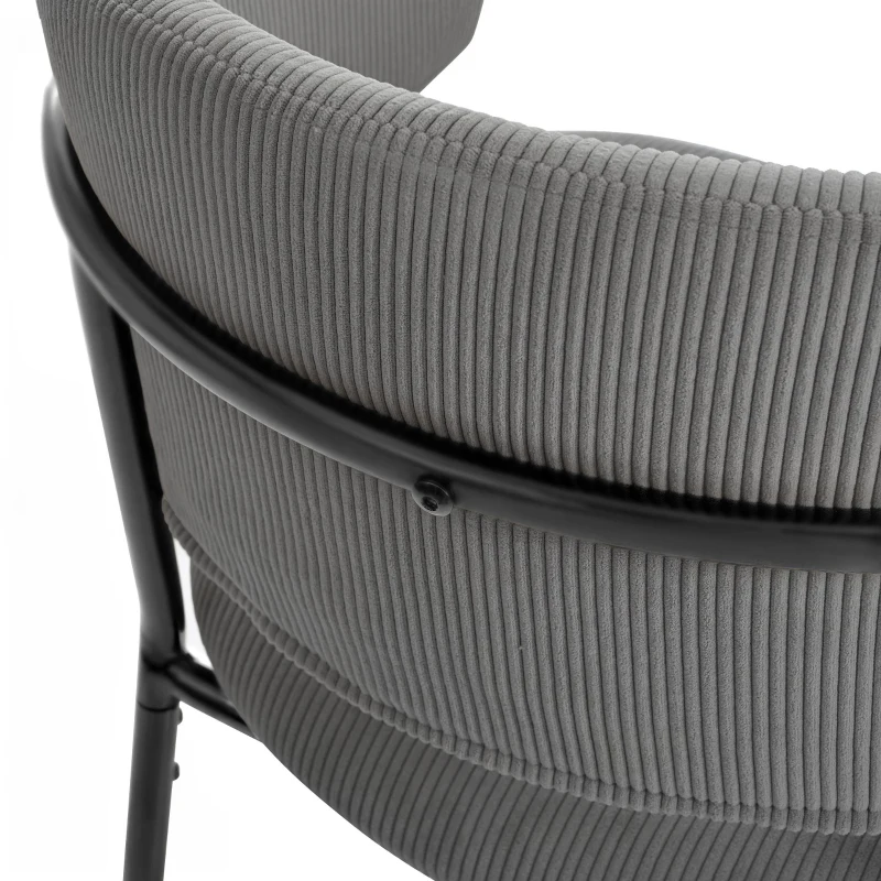 Modern Corduroy Side Chair with Ergonomic Curved Back, Minimalist Lounge Chair for Living Room, 30.5" L x 21.5" W x 19.5" H, Grey