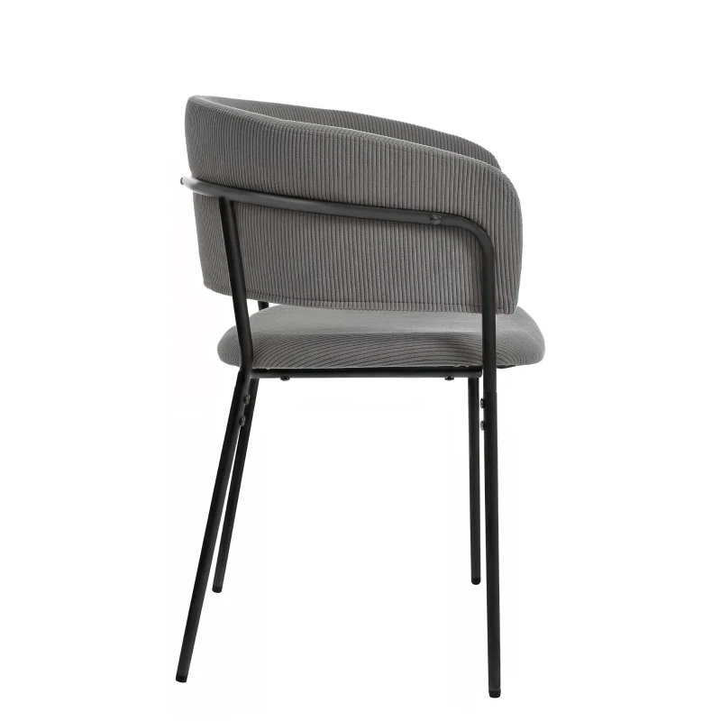 6-Piece Corduroy Side Chair Set with Ergonomic Curved Back, Modern Lounge Chair Set for Living Room, 30.5" L x 21.5" W x 19.5" H, Grey