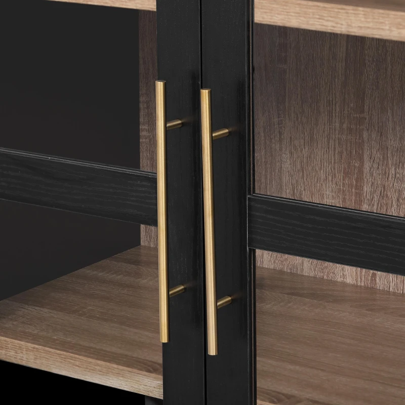 Arched Kitchen Pantry Cabinet with 2 Soft-Close Drawers, Modern Farmhouse Hutch for Living Areas, 30'' L x 15.5'' W x 71'' H, Black