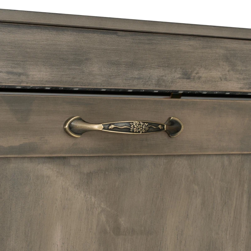 Full Size Murphy Bed with LED Light and Built‑In Desk, Foldable Platform Bed with Smooth Hydraulic Lift, 83" L x 60.5" W x 62" H, Brown