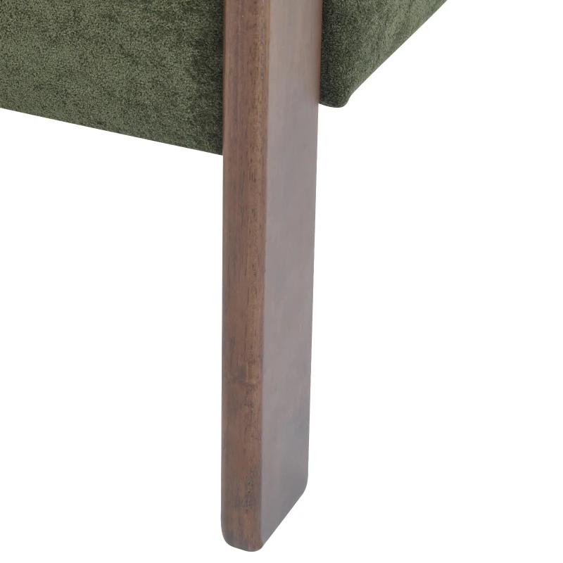 Modern Lounge Sofa Chair with Barrel-Back Design, Stylish Accent Armchair with 3-Leg Frame, 29.5" L x 26" W x 27" H, Olive Green+Walnut