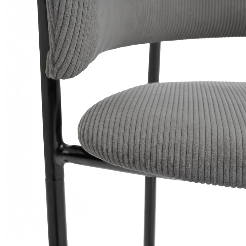 4-Piece Corduroy Side Chair Set with Ergonomic Curved Back, Modern Lounge Chair Set for Living Room, 30.5" L x 21.5" W x 19.5" H, Grey