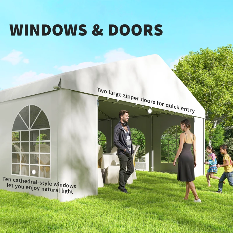 Outsunny 20'x33' Heavy Duty Large Party Tent & Carport with Removable Sidewalls, Portable Garage Canopy Tent, White