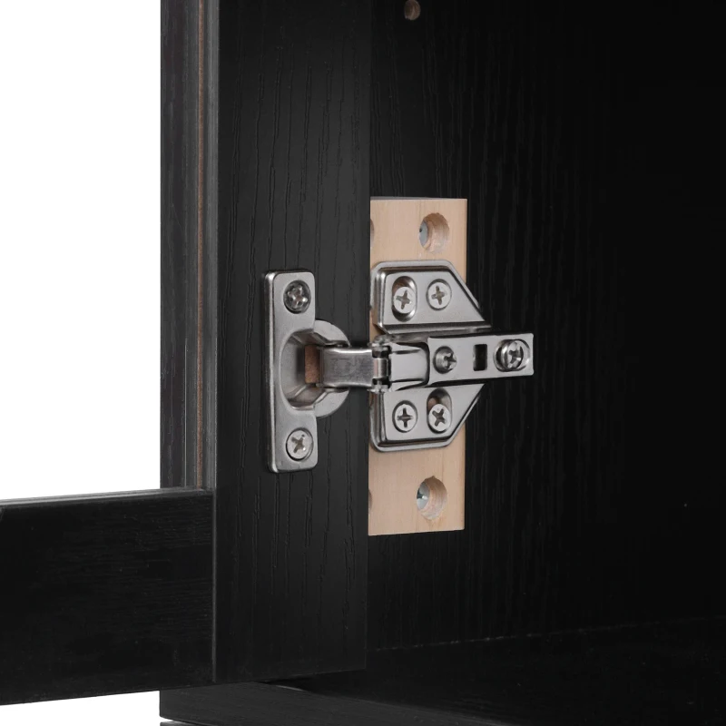 Arched Kitchen Pantry Cabinet with 2 Soft-Close Drawers, Modern Farmhouse Hutch for Living Areas, 30'' L x 15.5'' W x 71'' H, Black