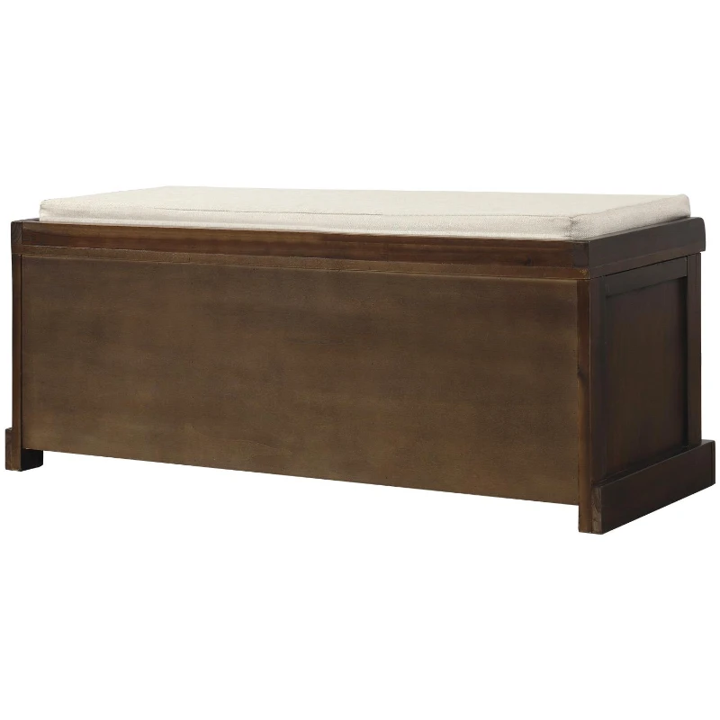 Rustic Espresso Storage Bench with Acacia Wood Frame, Fully Assembled Shoe Bench for Entryway, 43.5" L x 15.5" W x 17" H, Espresso