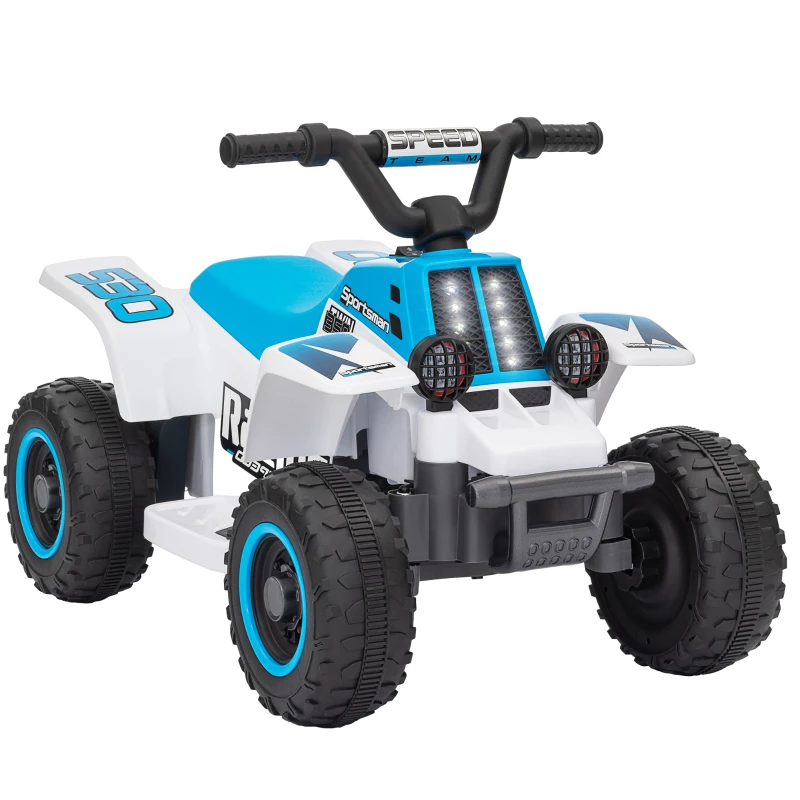 Qaba 6V Kids ATV Quad, 4 Wheeler Battery Powered Electric Ride on Car w/ Lights, Forward Backward, White