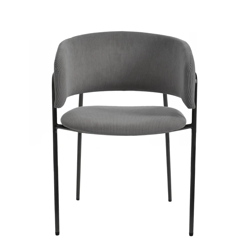 4-Piece Corduroy Side Chair Set with Ergonomic Curved Back, Modern Lounge Chair Set for Living Room, 30.5" L x 21.5" W x 19.5" H, Grey