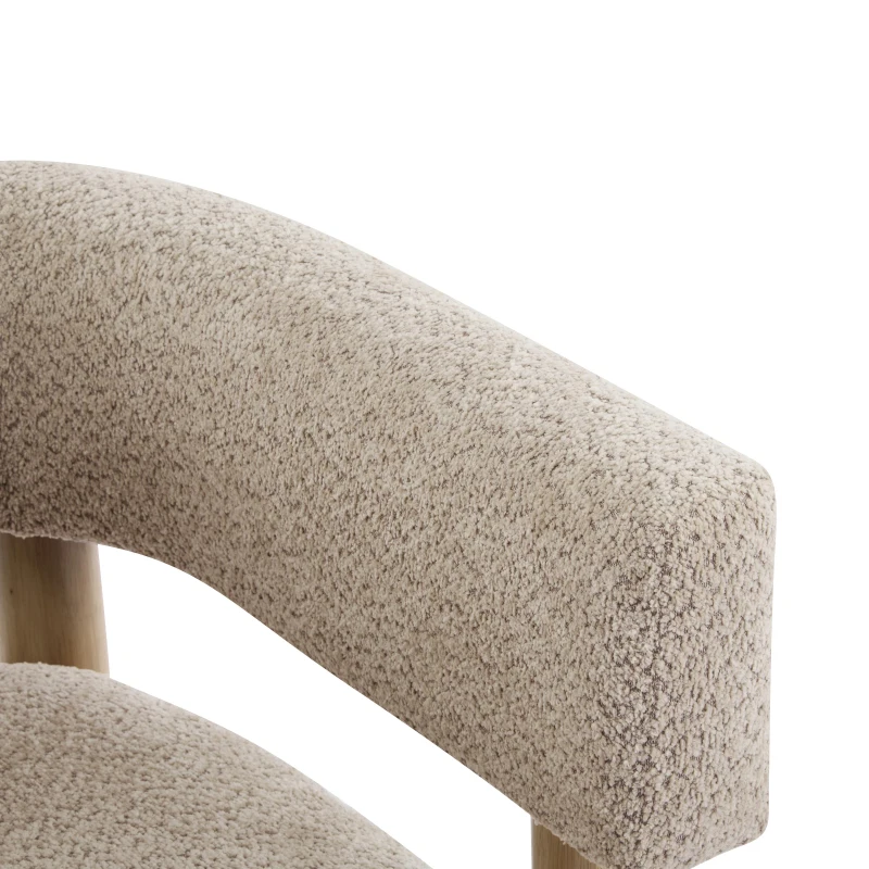 Cozy Accent Armchair with Spring Bag Seat Cushion, Single Lounge Sofa for Bedroom, 30.5" L x 29.5" W x 27" H, Natural Wood+Wheat