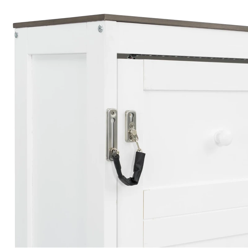 Space‑Saving Murphy Bed with Smooth Hydraulic Lift, Durable Fold‑Down Unit with Wood Slat Support, 88'' L x 67'' W x 68.5'' H, Brown+White