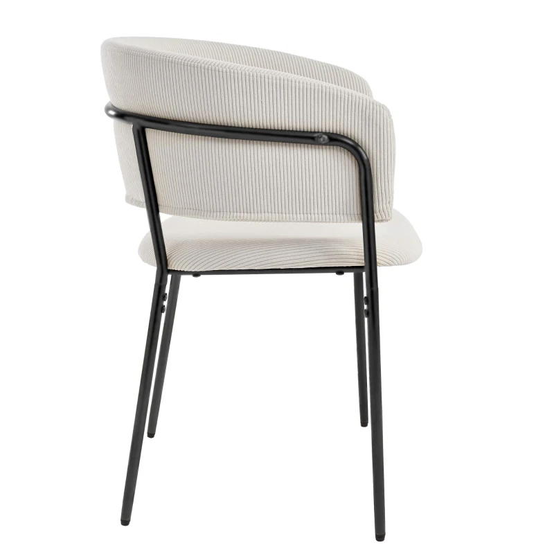 6-Piece Corduroy Side Chair Set with Ergonomic Curved Back, Modern Lounge Chair Set for Living Room, 30.5" L x 21.5" W x 19.5" H, Beige