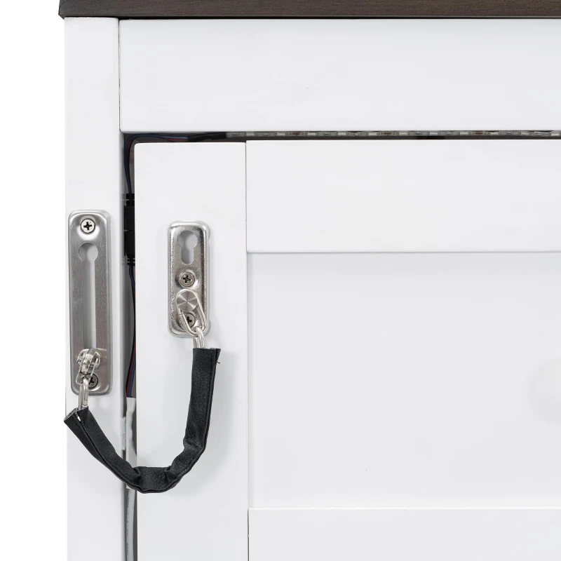 Twin-Size Murphy Bed with LED Light and Foldaway Cabinet, Space-Saving Wall Bed with Desk Conversion, 83" L x 45.5" W x 47" H, Brown+White