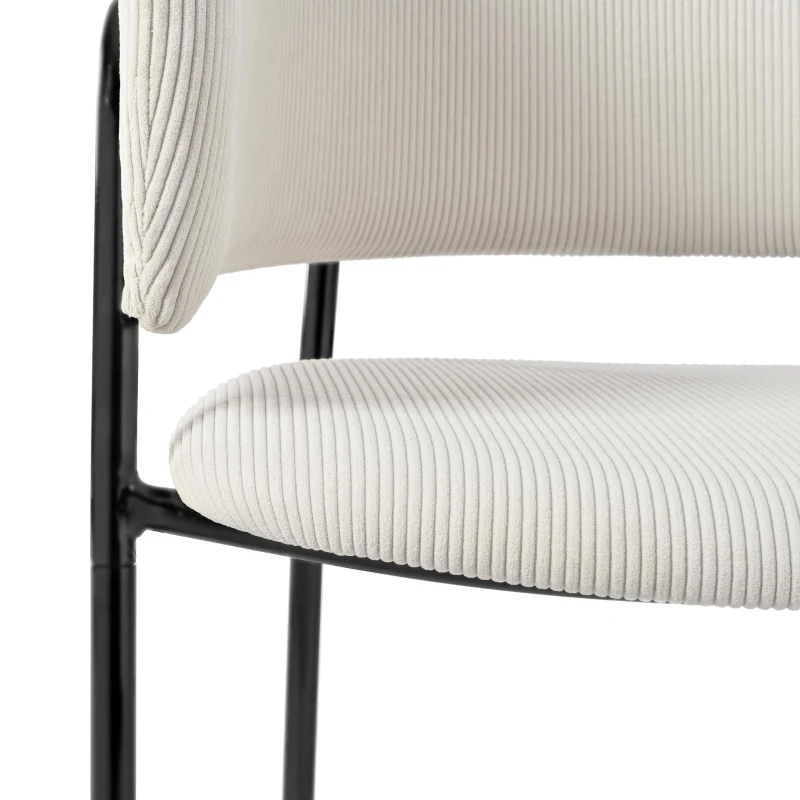 6-Piece Corduroy Side Chair Set with Ergonomic Curved Back, Modern Lounge Chair Set for Living Room, 30.5" L x 21.5" W x 19.5" H, Beige