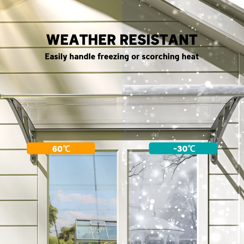 Outsunny Window Awning Door Canopy, Polycarbonate Front Door Outdoor Patio Cover, Sun Shelter, Hollow Sheet, 43.3" x 23.6", Clear