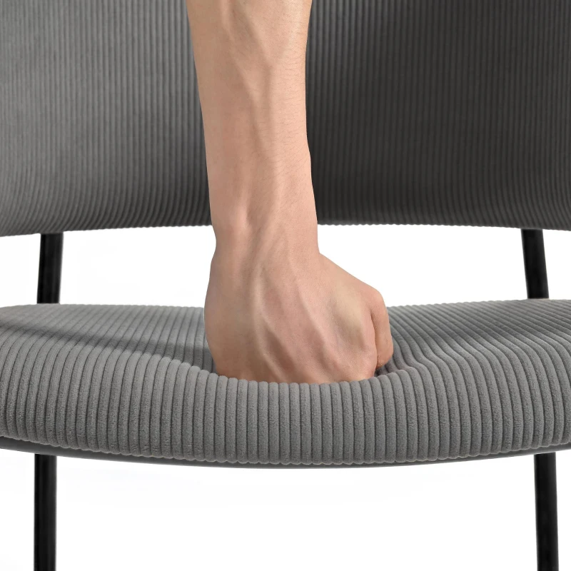 6-Piece Corduroy Side Chair Set with Ergonomic Curved Back, Modern Lounge Chair Set for Living Room, 30.5" L x 21.5" W x 19.5" H, Grey