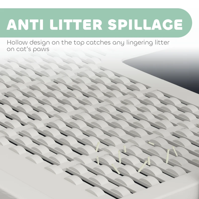 PawHut Cat Litter Box with Lid, Scoop, Front Entry, and Top Exit for Large Cats, White