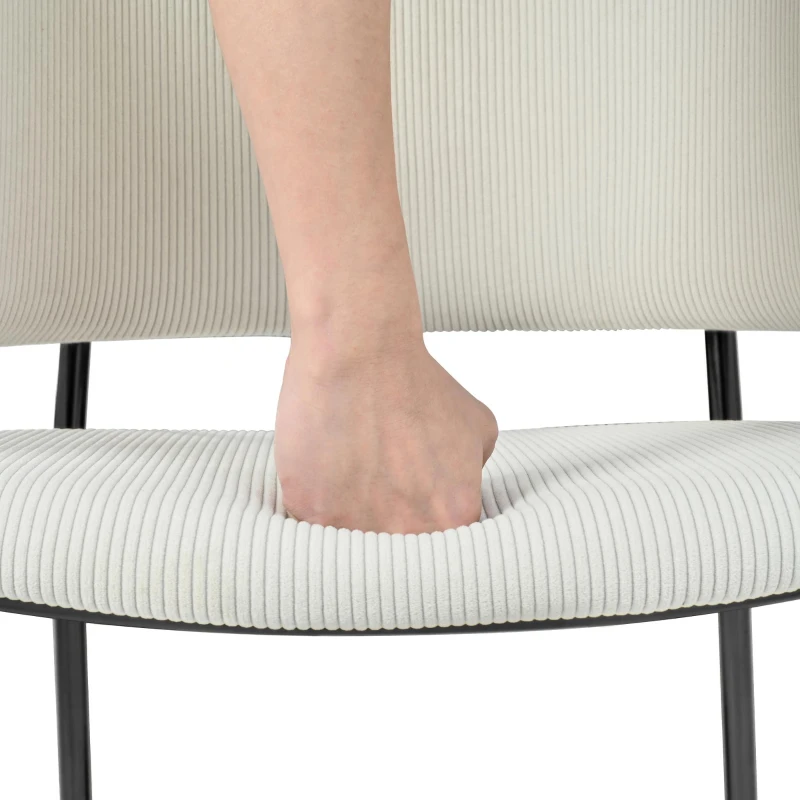 Modern Corduroy Side Chair with Ergonomic Curved Back, Minimalist Lounge Chair for Living Room, 30.5" L x 21.5" W x 19.5" H, Beige