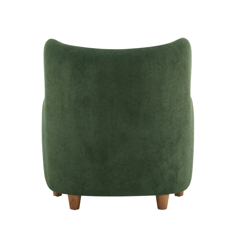 Luxe Wingback Armchair with Pocket-Spring Cushion, Elegant Lounge Chair for Living Room, 31" L x 32" W x 33" H, Light Teak+Olive Green