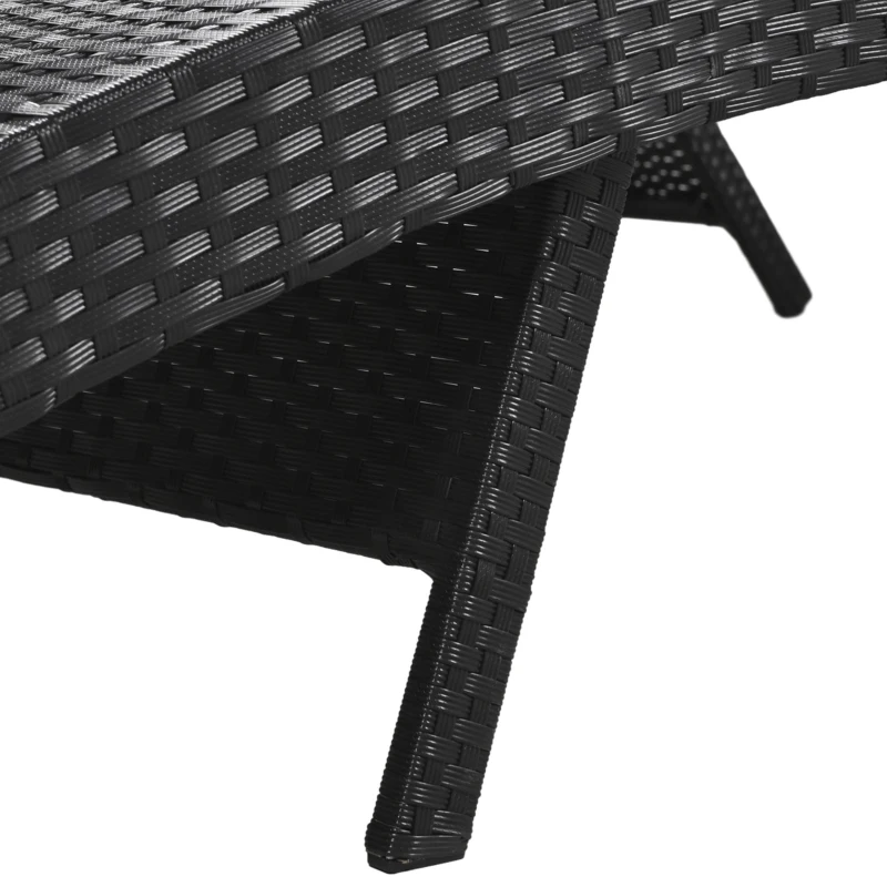 Set of 2 Outdoor Lounge Chairs with Pull‑Out Side Table, Ergonomic Recliners with 5‑Level Adjustable Backrest, 80'' L x 27'' W x 36'' H, Black