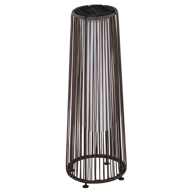 Outsunny Wicker Solar Floor Lamp, Decorative Outdoor Lamp with Auto On/Off LED Light, IP44 for Patio, Porch, Pathway, Brown