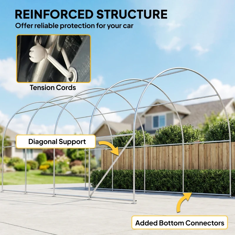 Outsunny 10' x 19' Heavy Duty Carport, Portable Garage Car Canopy Tent Shelter with Reinforced Galvanized Frame, Dark Grey