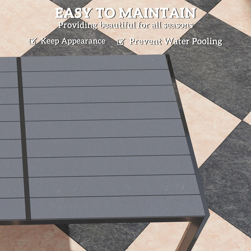 Outsunny 7 Piece Outdoor Dining Set with 6 Stackable Chairs, Rectangle Table, WPC Slatted Top, Rust-Resistant Steel Frame