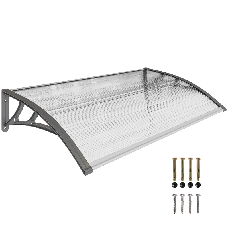 Outsunny Window Awning Door Canopy, Polycarbonate Front Door Outdoor Patio Cover, Sun Shelter, Hollow Sheet, 43.3" x 23.6", Clear