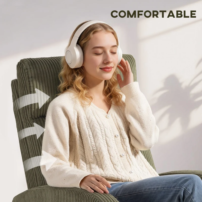 HOMCOM Fabric Recliner Chair Manual Home Theater Seating Single Reclining Sofa Chair with Padded Seat for Living Room