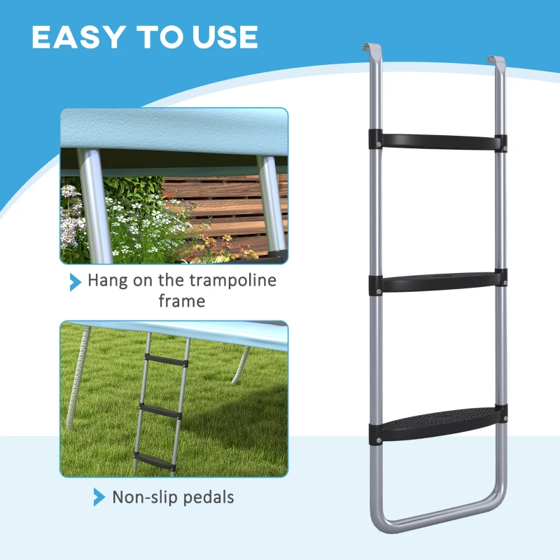 Soozier Trampoline Ladder Steel, 2/3 Steps Outdoor Trampoline Accessories, 38 Inch Length