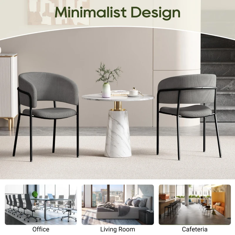 6-Piece Corduroy Side Chair Set with Ergonomic Curved Back, Modern Lounge Chair Set for Living Room, 30.5" L x 21.5" W x 19.5" H, Grey