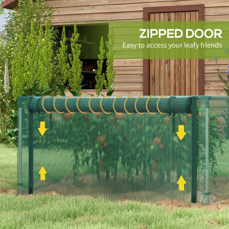 Outsunny 12' x 4' Plant Protection Cage with Zipper Roll-Up Door, Plant Protector from Animals with Galvanised Steel Frame