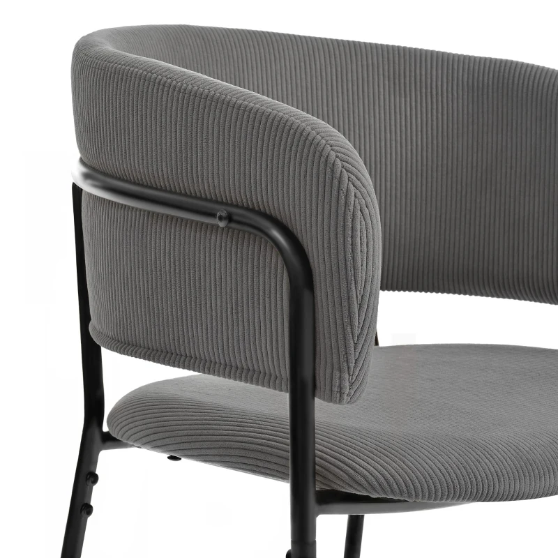 4-Piece Corduroy Side Chair Set with Ergonomic Curved Back, Modern Lounge Chair Set for Living Room, 30.5" L x 21.5" W x 19.5" H, Grey