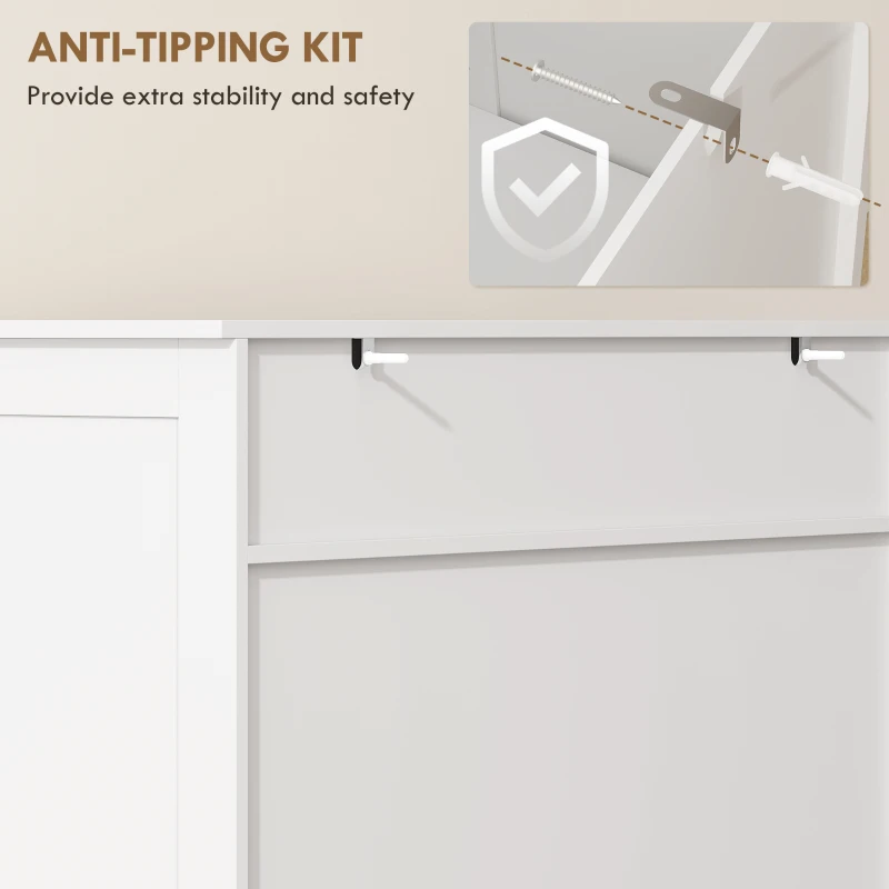 HOMCOM Shoe Cabinet with Louvered Doors, Modern Shoe Storage Cabinet with Drawer and Adjustable Shelves, White