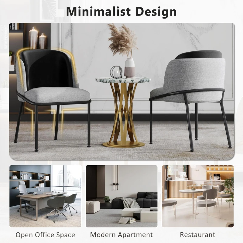 Set of 6 Modern Dining Chairs with Adjustable Anti‑Slip Feet, Upholstered Chairs for Living Areas, 21.5'' L x 21.5'' W x 33.5'' H, Black+Gray