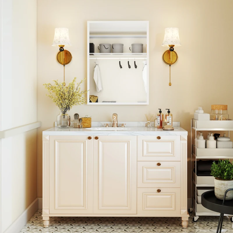 HOMCOM 22" x 30" Bathroom Mirror for Wall, Rectangular Mirror for Living Room, Bedroom, Entryway, White