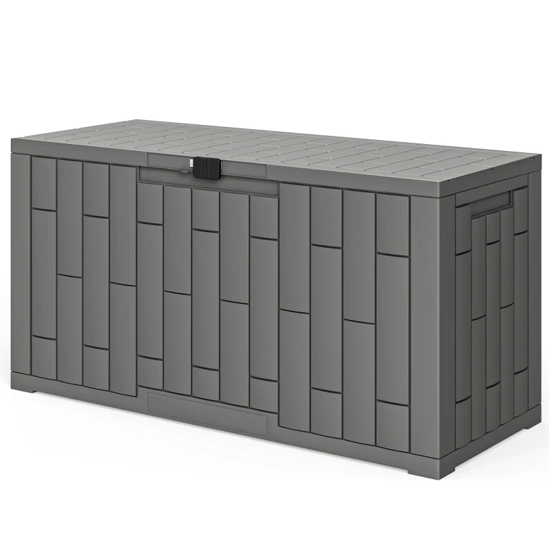 Outsunny 60 Gallon Resin Deck Box, Lockable Outdoor Storage Box, Splash-Resistant & UV Resistant Patio Storage Container