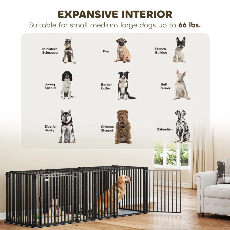 PawHut 83"L Heavy Duty Dog Crate, Extra Large Dog Kennel with Divider and Mat for Large Breeds, Modular Puppy Playpen