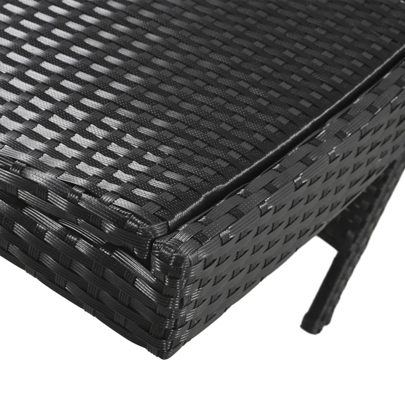 Set of 2 Outdoor Lounge Chairs with Pull‑Out Side Table, Ergonomic Recliners with 5‑Level Adjustable Backrest, 80'' L x 27'' W x 36'' H, Black