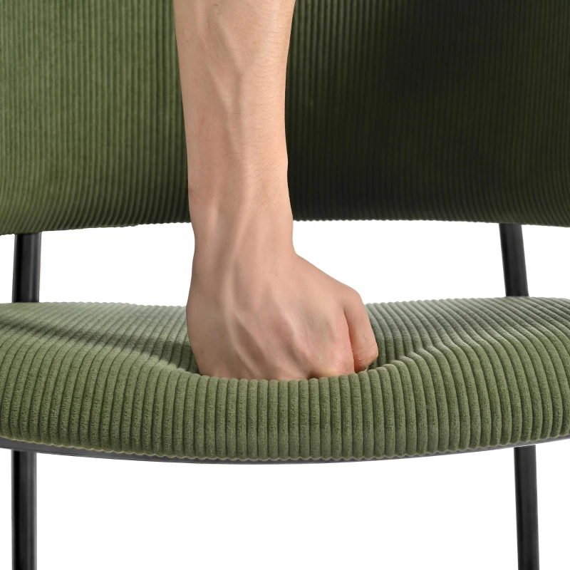 4-Piece Corduroy Side Chair Set with Ergonomic Curved Back, Stylish Lounge Chair Set for Living Room, 30.5" L x 21.5" W x 19.5" H, Green