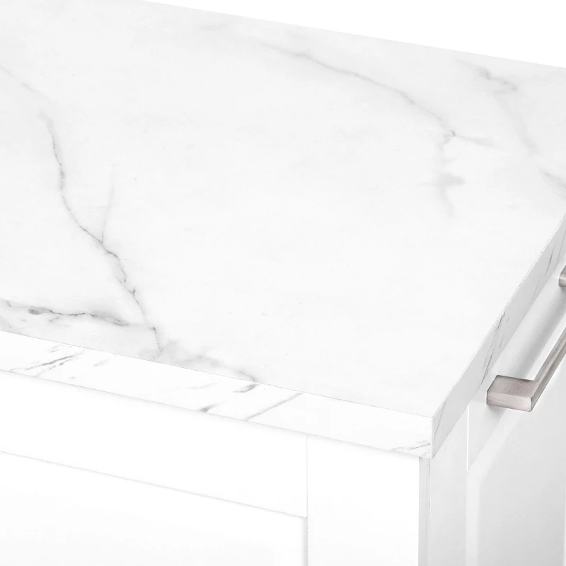 Rolling Kitchen Island with 2‑Tier Pull-Out Organizer, Versatile Storage Cabinet for Open-Plan Kitchens, 50.5'' L x 26.5'' W x 35.5'' H, White