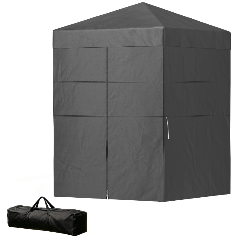 Outsunny 5 x 5 ft Compact Pop Up Canopy Tent, UPF 50+ Changing Room, Portable Instant Privacy Canopy with Mesh Window, Dark Grey