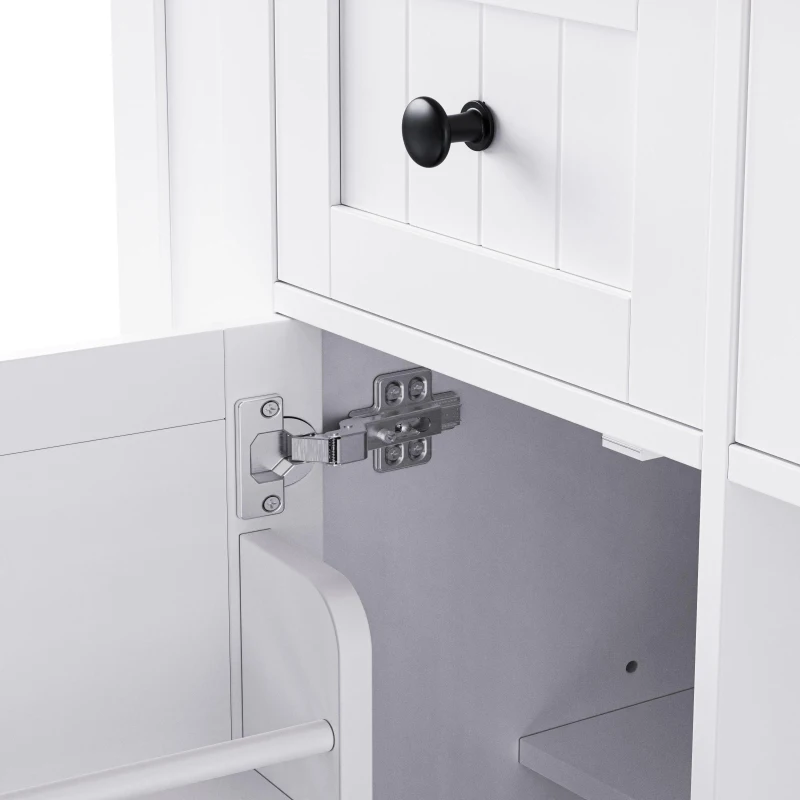 Modern White Kitchen Island Set with 2 Bar Stools, Versatile Kitchen Cart Set with Drop-Leaf Counter, 53" L x 29.5" W x 36.5" H, White