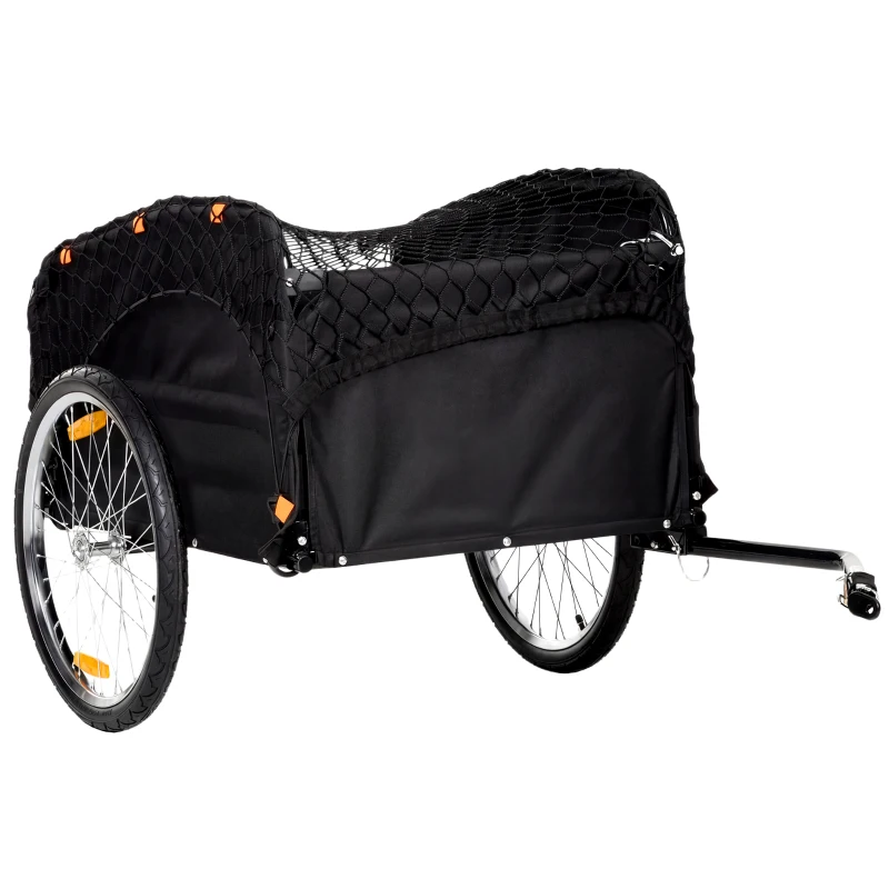 Soozier Bike Cargo Trailer, 45 Gal Bicycle Trailer Wagon Cart with Cargo Net, Quick Release 20" Wheels, Safe Reflectors
