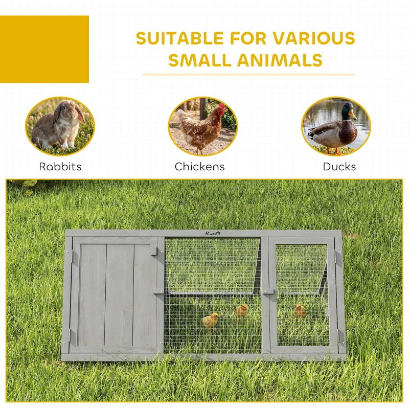 PawHut Rabbit Hutch, Wooden Guinea Pig Hutch with Run and Doors, Outdoor Triangle Bunny House for Rabbits,Duck and Chicken