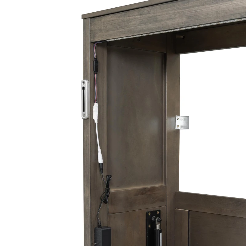 Twin-Size Murphy Bed with LED Light and Foldaway Cabinet, Space-Saving Wall Bed with Desk Conversion, 83" L x 45.5" W x 47" H, Brown