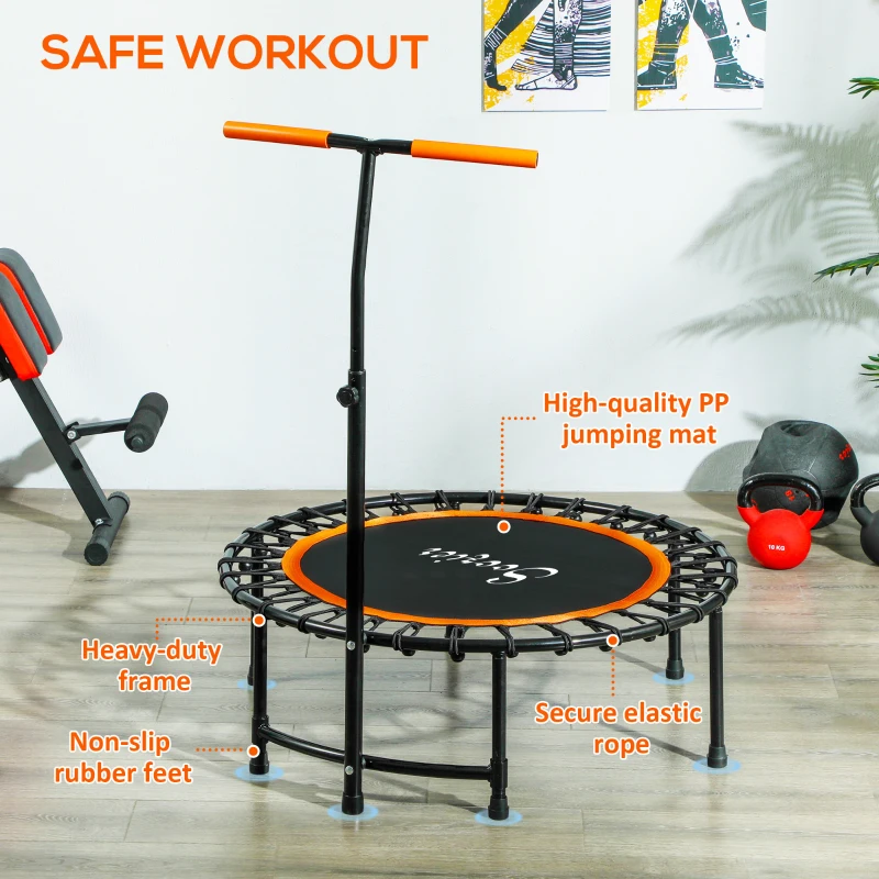 Soozier 39" Mini Exercise Trampoline w/ Adjustable T-Bar Indoor Fitness Rebounder Orange