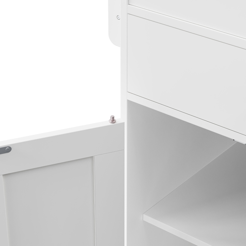 Space-Saving Kitchen Cart with Extendable Dining Table, Rolling Kitchen Island with Ample Storage, 74.5'' L x 19.5'' W x 36'' H, Off White