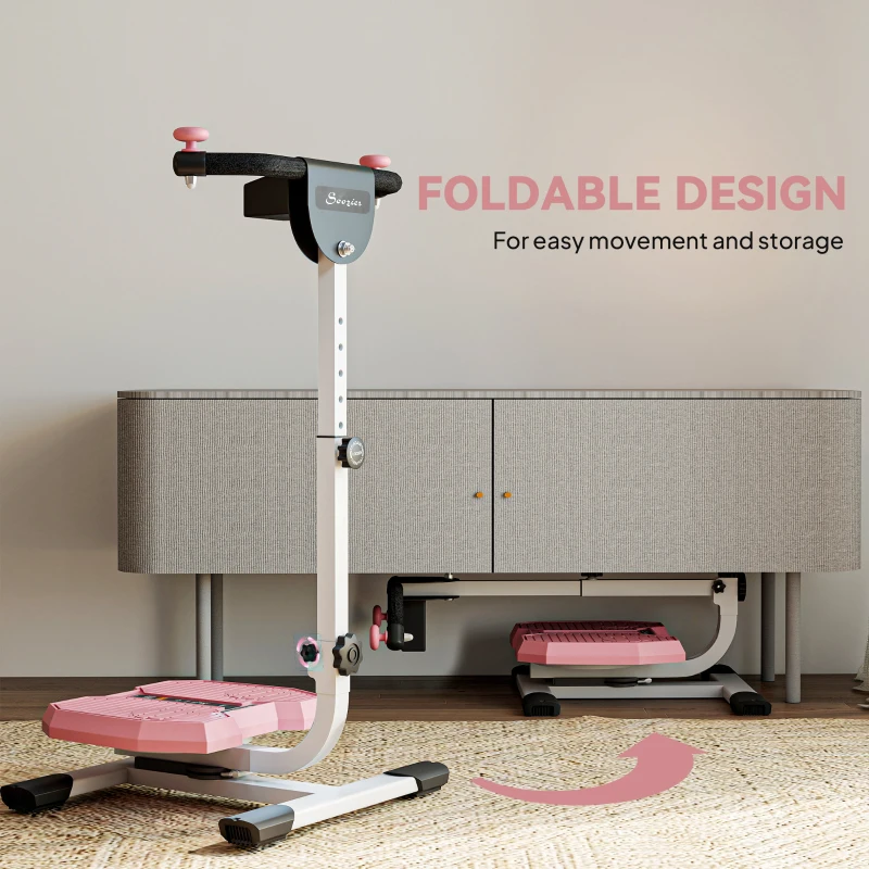 Soozier Foldable Ab Twister Board for Waist Trimming with LCD Display, Ab Workout Equipment for Women and Men, Pink